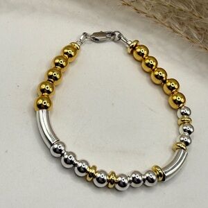 Gold and Silver Beaded Bracelet “BESTIE” coded
